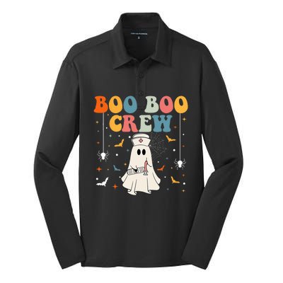 Groovy Boo Boo Crew For CNA ER RN LPN Funny Halloween Nurse Silk Touch Performance Long Sleeve Polo