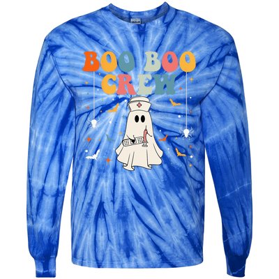 Groovy Boo Boo Crew For CNA ER RN LPN Funny Halloween Nurse Tie-Dye Long Sleeve Shirt