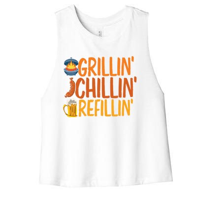 Grill Bbq Beer Ing Griller Grillmaster Funny Barbecue Gift Women's Racerback Cropped Tank