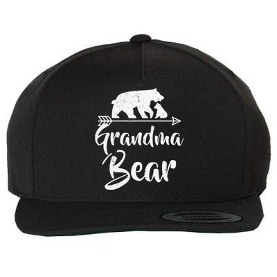 Grandma Bear Best Gift Mothers Fathers Day Wool Snapback Cap