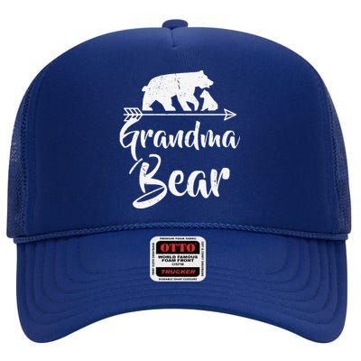 Grandma Bear Best Gift Mothers Fathers Day High Crown Mesh Back Trucker Hat