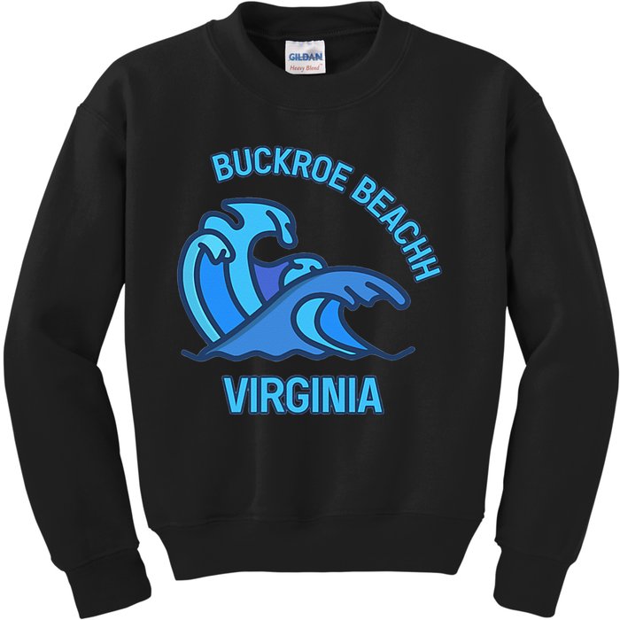 Graphic Buckroe Beach Virginia Pocket Wave Souvenir Kids Sweatshirt