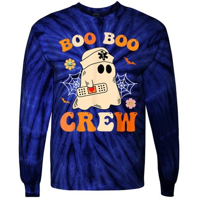 Groovy Boo Boo Crew Nurse Funny Ghost Halloween Nurse Tie-Dye Long Sleeve Shirt