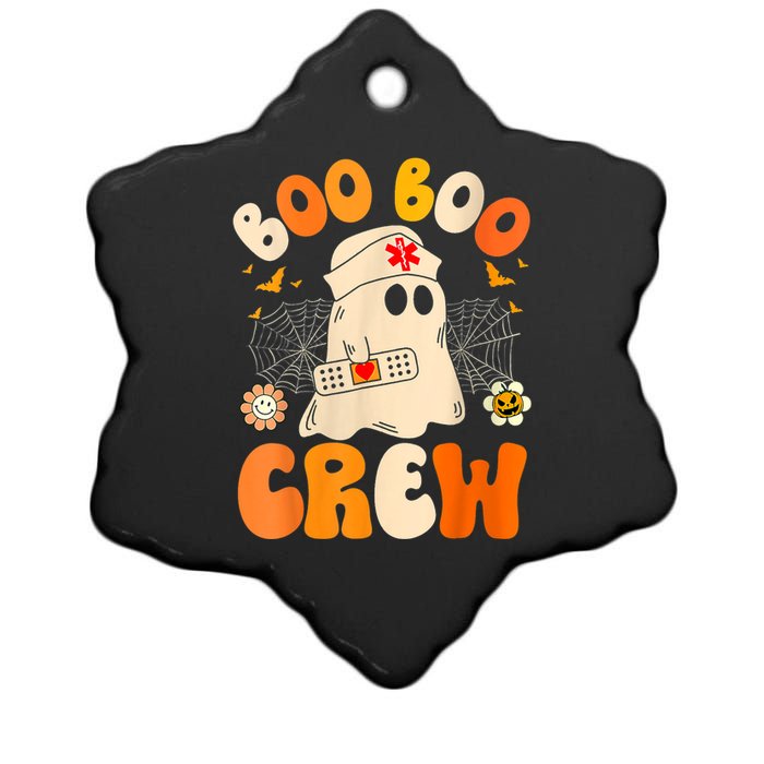 Groovy Boo Boo Crew Nurse Funny Ghost Women Halloween Nurse Ceramic Star Ornament