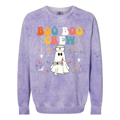 Groovy Boo Boo Crew For Cna Er Rn Lpn Funny Halloween Nurse Colorblast Crewneck Sweatshirt