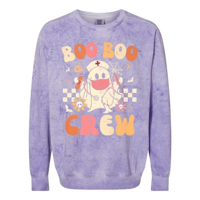 Groovy Boo Boo Crew Nurse Funny Ghost Halloween Nurse Great Gift Colorblast Crewneck Sweatshirt