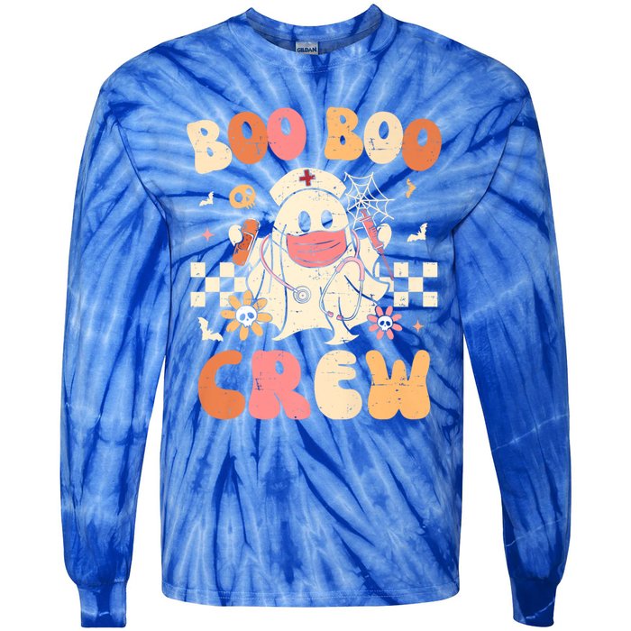 Groovy Boo Boo Crew Nurse Funny Ghost Halloween Nurse Great Gift Tie-Dye Long Sleeve Shirt