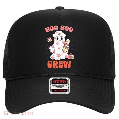 Groovy Boo Boo Crew Nurse Funny Ghost Women Halloween High Crown Mesh Back Trucker Hat