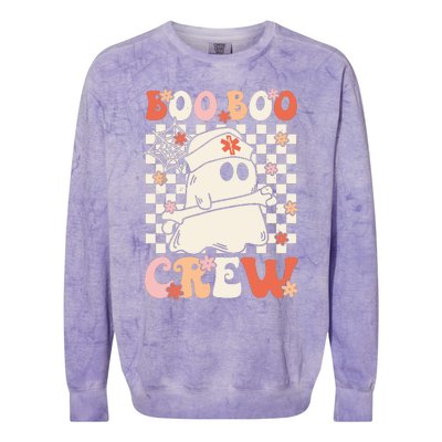 Groovy Boo Boo Crew Nurse Ghost Paramedic Emt Ems Halloween Colorblast Crewneck Sweatshirt