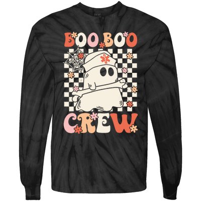 Groovy Boo Boo Crew Nurse Ghost Paramedic Emt Ems Halloween Tie-Dye Long Sleeve Shirt