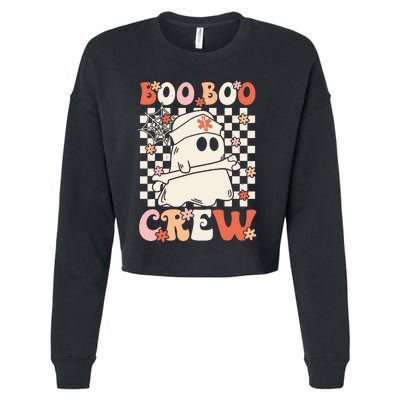 Groovy Boo Boo Crew Nurse Ghost Paramedic Emt Ems Halloween Cropped Pullover Crew