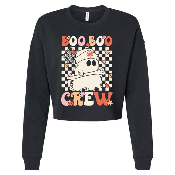 Groovy Boo Boo Crew Nurse Ghost Paramedic Emt Ems Halloween Cropped Pullover Crew