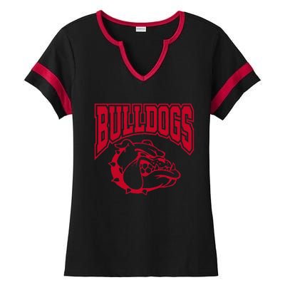 Go Bulldog Bulldog School Sports Team Mascot Game Day Ladies Halftime Notch Neck Tee