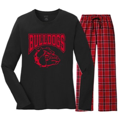 Go Bulldog Bulldog School Sports Team Mascot Game Day Women's Long Sleeve Flannel Pajama Set 