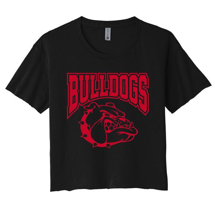 Go Bulldog Bulldog School Sports Team Mascot Game Day Women's Crop Top Tee