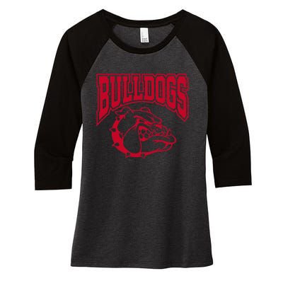 Go Bulldog Bulldog School Sports Team Mascot Game Day Women's Tri-Blend 3/4-Sleeve Raglan Shirt