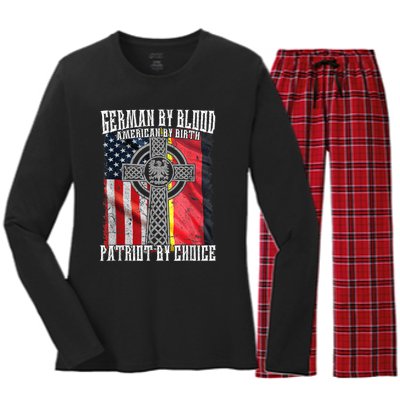 German By Blood American By Birth Patriot By Choice Women's Long Sleeve Flannel Pajama Set 