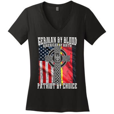 German By Blood American By Birth Patriot By Choice Women's V-Neck T-Shirt