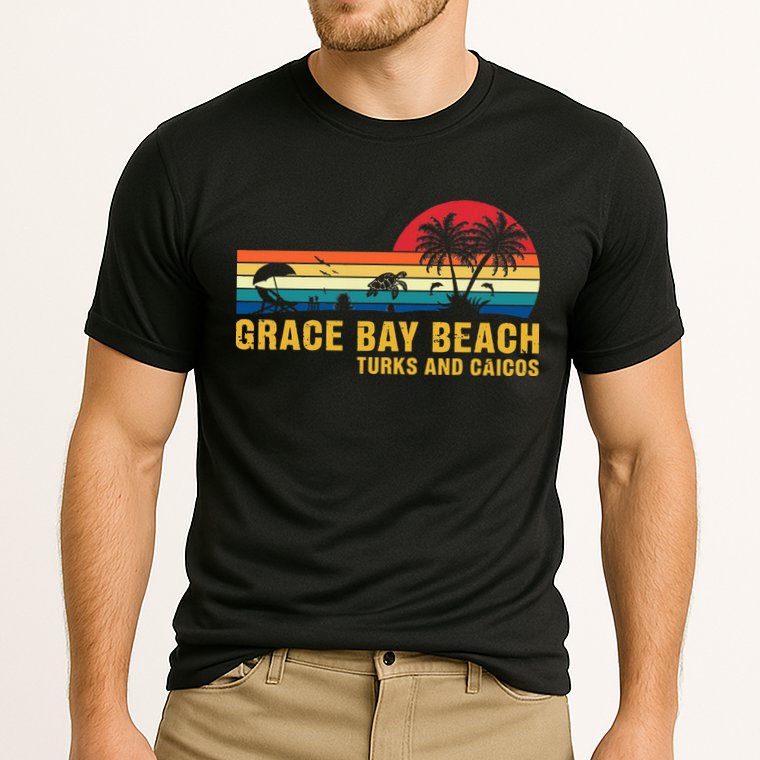 Grace Bay Beach Turks & Caicos Sea Turtle Performance Shirt