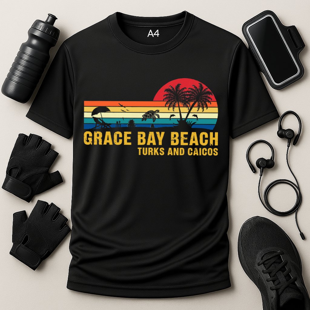 Grace Bay Beach Turks & Caicos Sea Turtle Performance Shirt