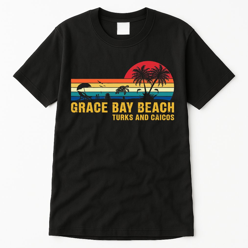 Grace Bay Beach Turks & Caicos Sea Turtle Tall T-Shirt