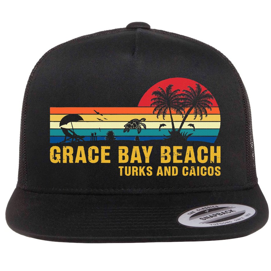 Grace Bay Beach Turks & Caicos Sea Turtle Flat Bill Trucker Hat