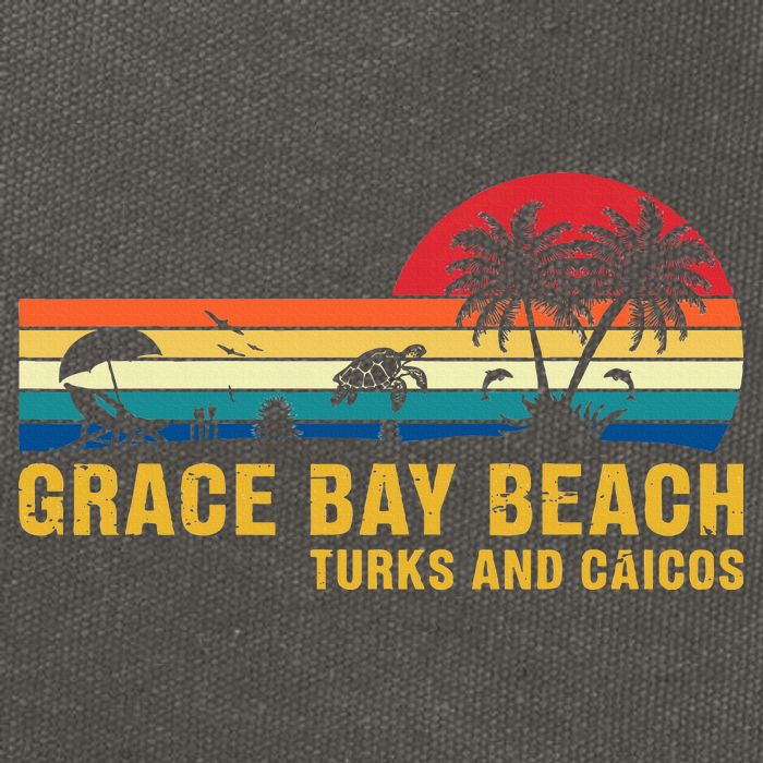 Grace Bay Beach Turks & Caicos Sea Turtle Cotton Canvas Backpack