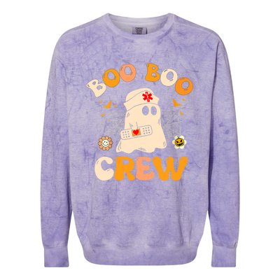 Groovy Boo Boo Crew Nurse Funny Ghost Halloween Nurse Gift Colorblast Crewneck Sweatshirt