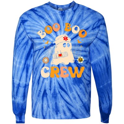 Groovy Boo Boo Crew Nurse Funny Ghost Halloween Nurse Gift Tie-Dye Long Sleeve Shirt