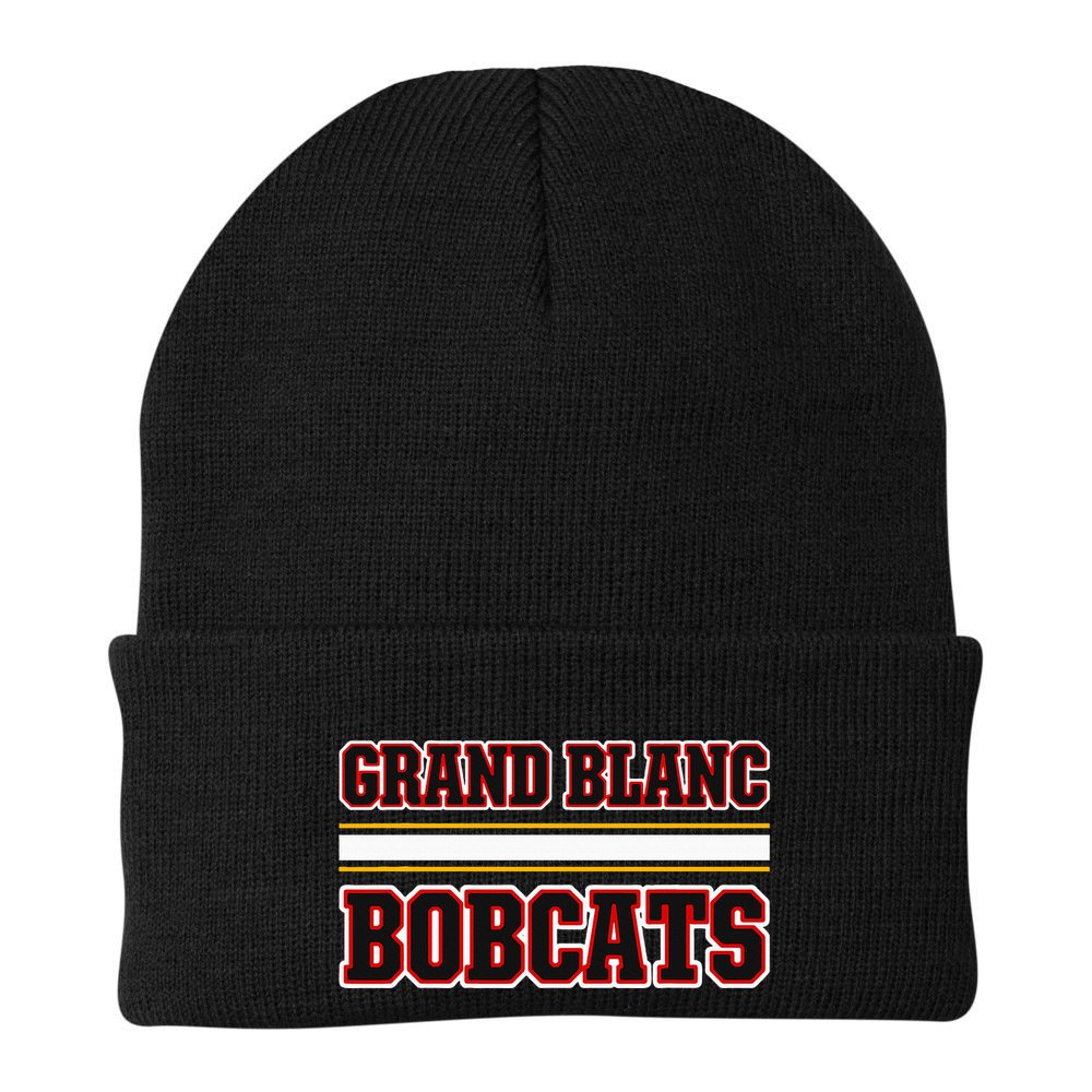 Grand Blanc Bobcats Horizontal Stripes Beanie