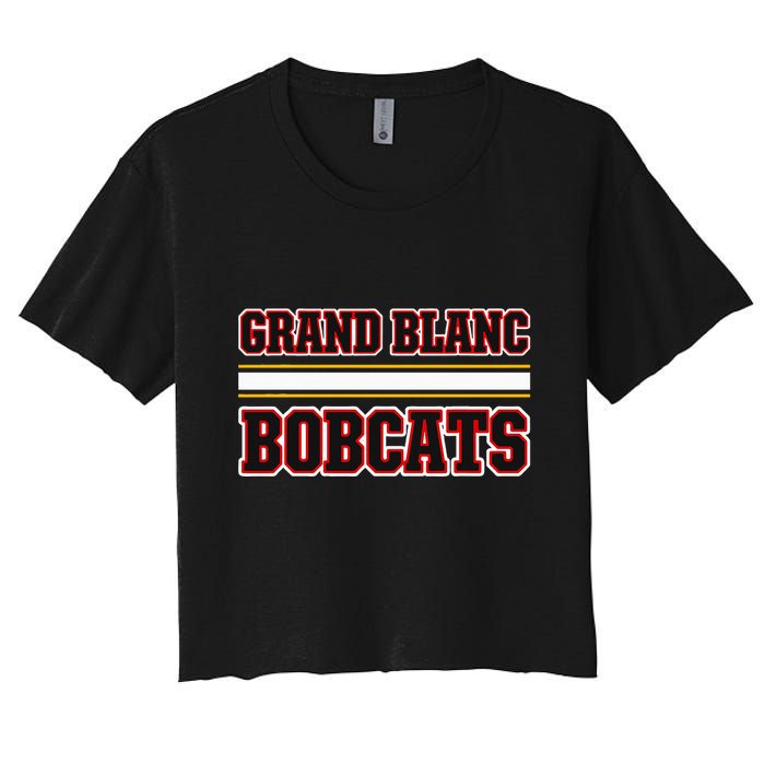 Grand Blanc Bobcats Horizontal Stripes Women's Crop Top Tee
