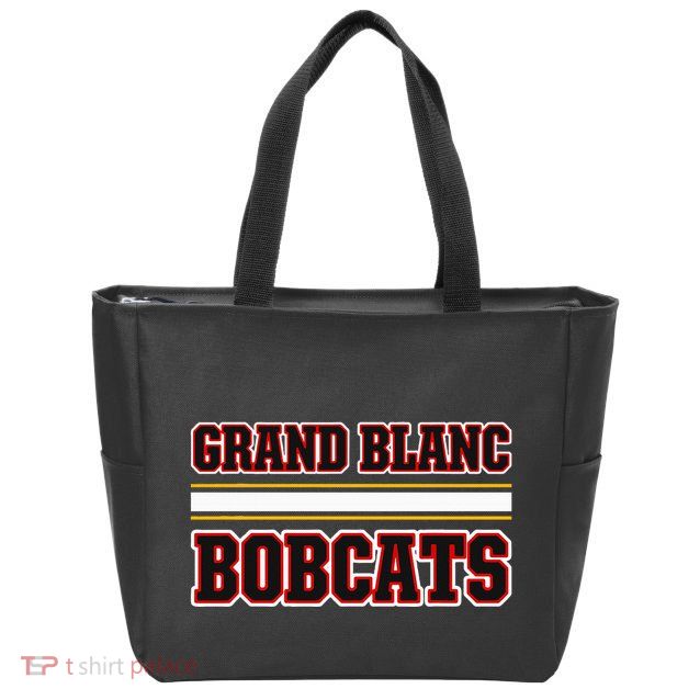 Grand Blanc Bobcats Horizontal Stripes Zip Tote Bag