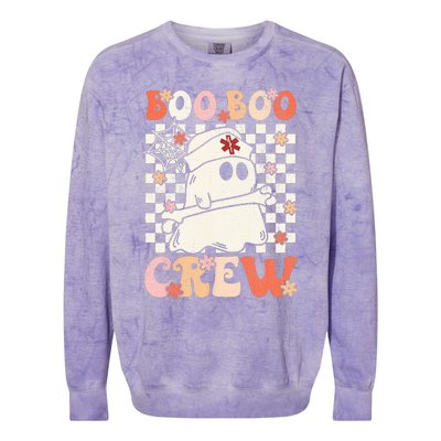 Groovy Boo Boo Crew Nurse Ghost Paramedic EMT EMS Halloween Colorblast Crewneck Sweatshirt