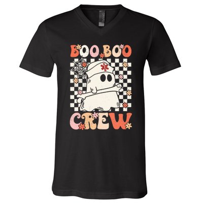 Groovy Boo Boo Crew Nurse Ghost Paramedic EMT EMS Halloween V-Neck T-Shirt