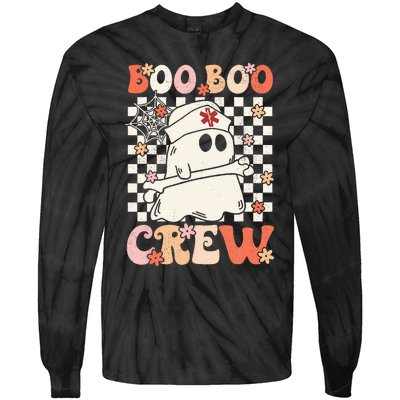 Groovy Boo Boo Crew Nurse Ghost Paramedic EMT EMS Halloween Tie-Dye Long Sleeve Shirt