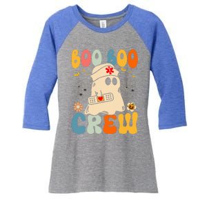 Groovy Boo Boo Crew Nurse Funny Ghost Halloween Nurse Women's Tri-Blend 3/4-Sleeve Raglan Shirt