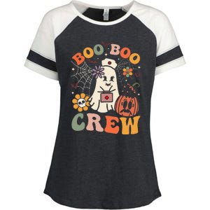 Groovy Boo Boo Crew Nurse Funny Ghost Halloween Nurse Enza Ladies Jersey Colorblock Tee