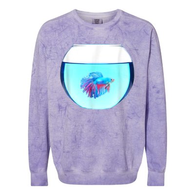 Glass Bowl Betta Fish Colorblast Crewneck Sweatshirt