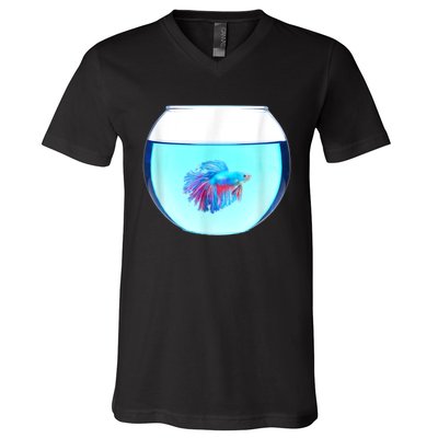 Glass Bowl Betta Fish V-Neck T-Shirt