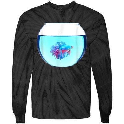 Glass Bowl Betta Fish Tie-Dye Long Sleeve Shirt