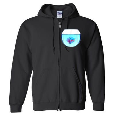 Glass Bowl Betta Fish Full Zip Hoodie