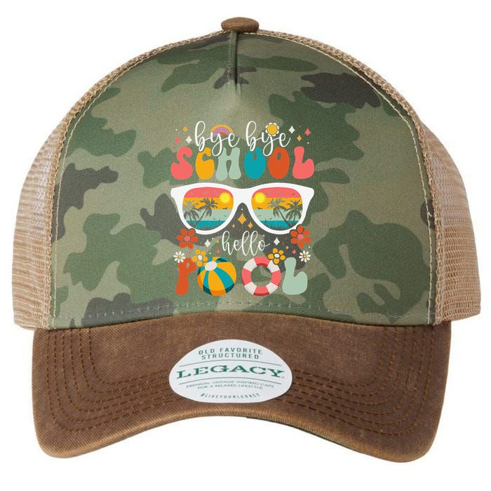 Groovy Bye Bye School Hello Pool Last Day Of School Summer Legacy Tie Dye Trucker Hat