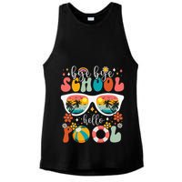 Groovy Bye Bye School Hello Pool Last Day Of School Summer Ladies PosiCharge Tri-Blend Wicking Tank