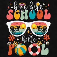 Groovy Bye Bye School Hello Pool Last Day Of School Summer Ladies PosiCharge Tri-Blend Wicking Tank