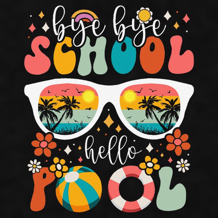 Groovy Bye Bye School Hello Pool Last Day Of School Summer Ladies PosiCharge Tri-Blend Wicking Tank