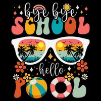 Groovy Bye Bye School Hello Pool Last Day Of School Summer Backpack
