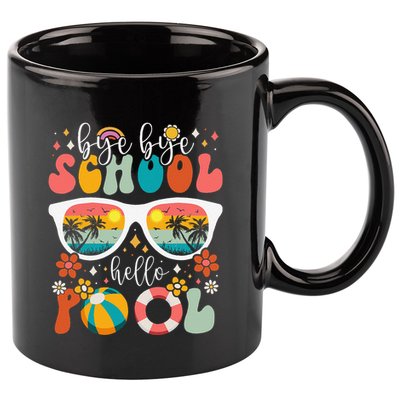Groovy Bye Bye School Hello Pool Last Day Of School Summer 11oz C Handle Ceramic Mug