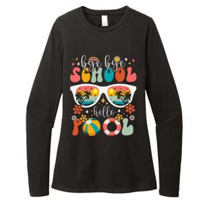 Groovy Bye Bye School Hello Pool Last Day Of School Summer Womens CVC Long Sleeve Shirt