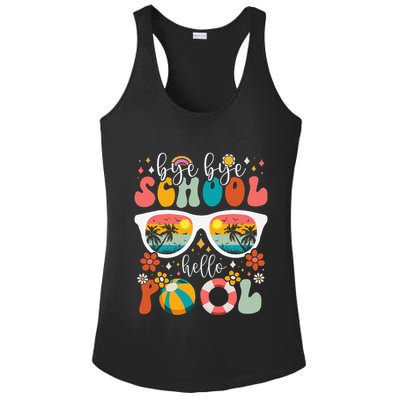 Groovy Bye Bye School Hello Pool Last Day Of School Summer Ladies PosiCharge Competitor Racerback Tank