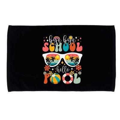 Groovy Bye Bye School Hello Pool Last Day Of School Summer Microfiber Hand Towel